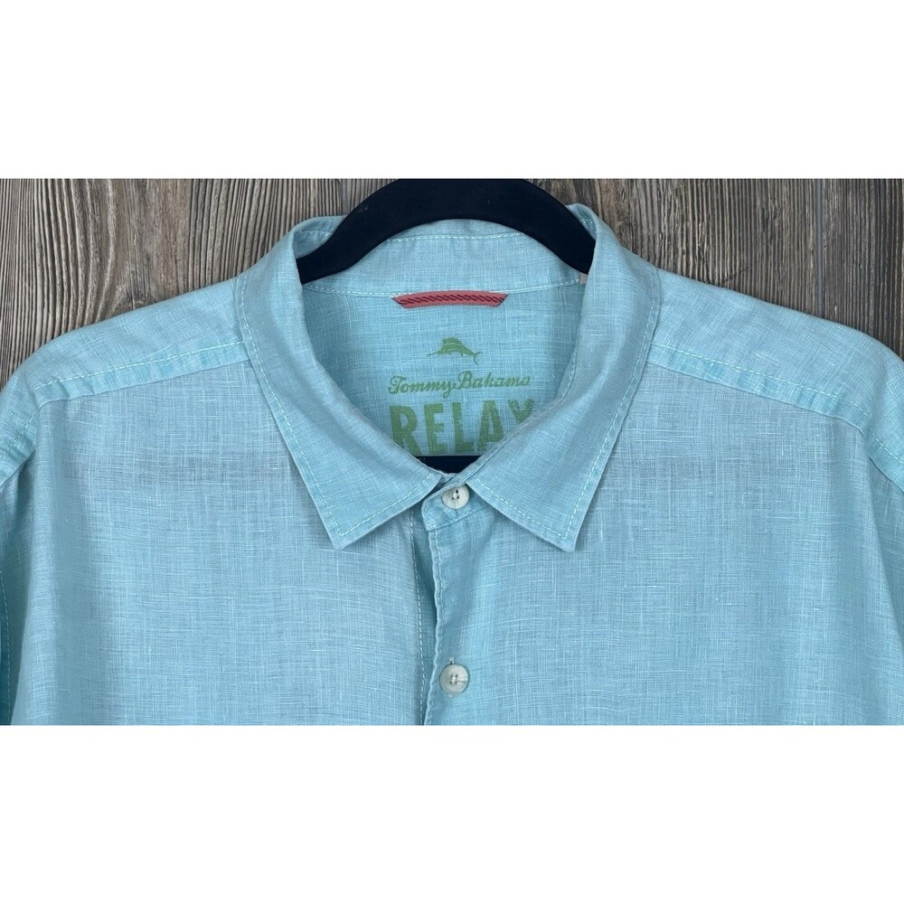 Tommy Bahama RELAX Button Up Shirt Men XL Linen Long Sleeve Blue Beach Nautical - Picture 2 of 12